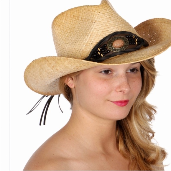 Cowboy Women’s Stone Band Raffia Hat ⭐️⭐️⭐️⭐️⭐️NEW main image 9